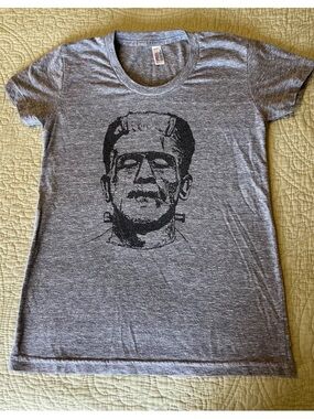American Apparel Gray Graphic Frankenstein Short Sleeve Tee